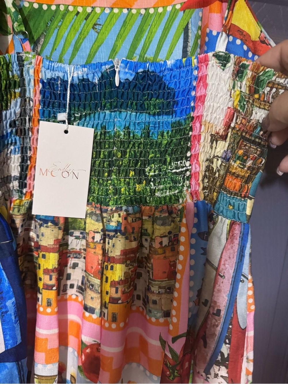 NWT Endless Moon Scenic Postcard Print Maxi Dress - Size Medium - Resort Wear - Picture 5 of 7